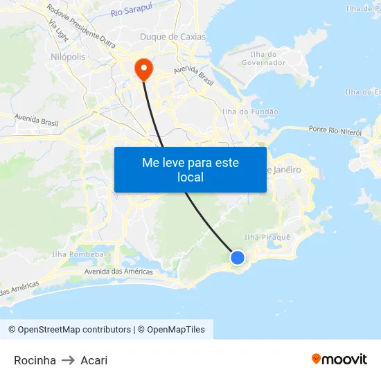 Rocinha to Acari map