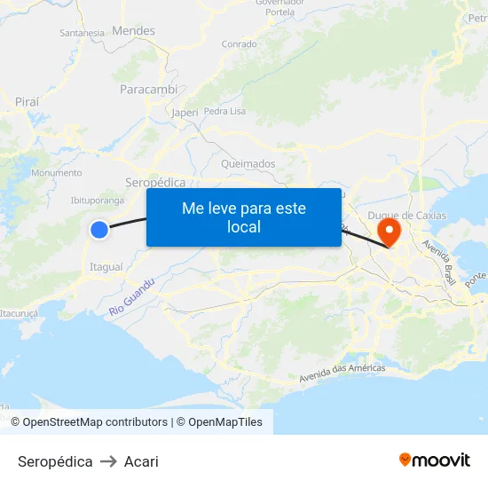 Seropédica to Acari map