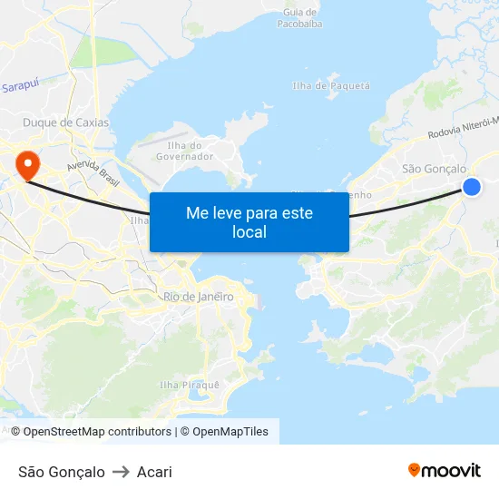 São Gonçalo to Acari map