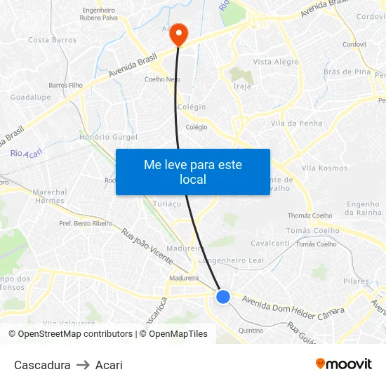Cascadura to Acari map