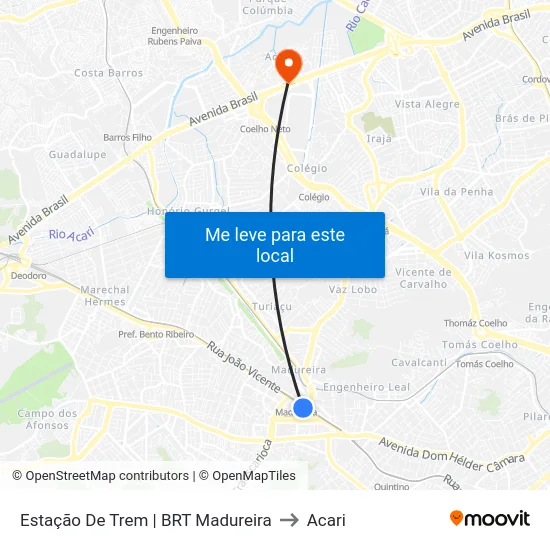 Estação De Trem | BRT Madureira to Acari map