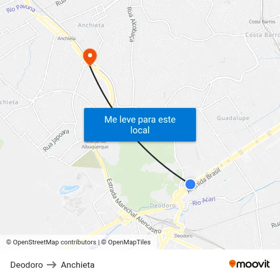 Deodoro to Anchieta map