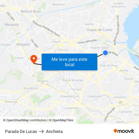 Parada De Lucas to Anchieta map