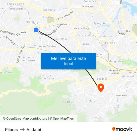 Pilares to Andaraí map