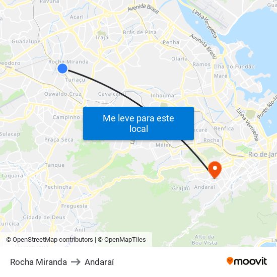 Rocha Miranda to Andaraí map