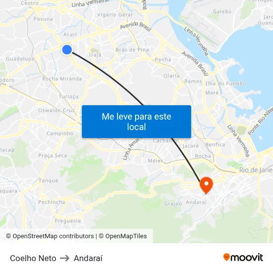 Coelho Neto to Andaraí map