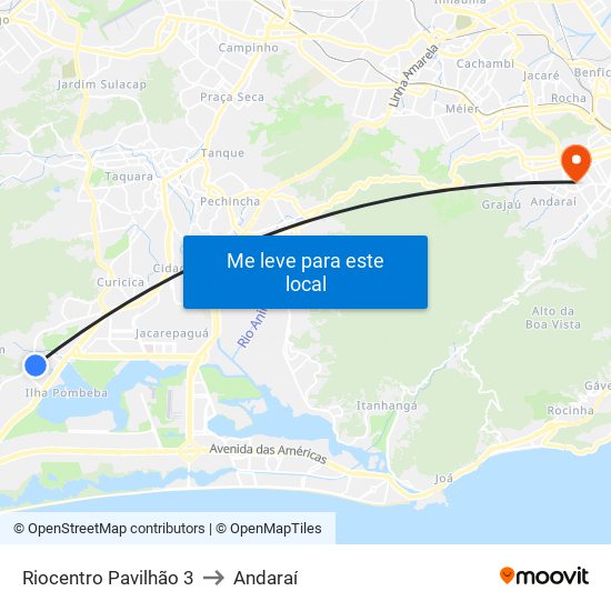 Riocentro Pavilhão 3 to Andaraí map