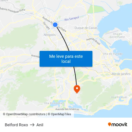 Belford Roxo to Anil map