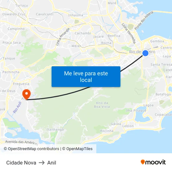 Cidade Nova to Anil map