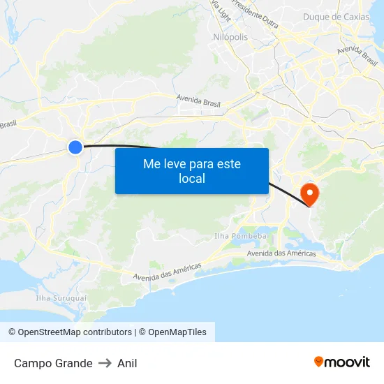 Campo Grande to Anil map