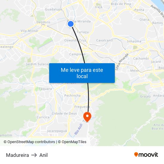 Madureira to Anil map