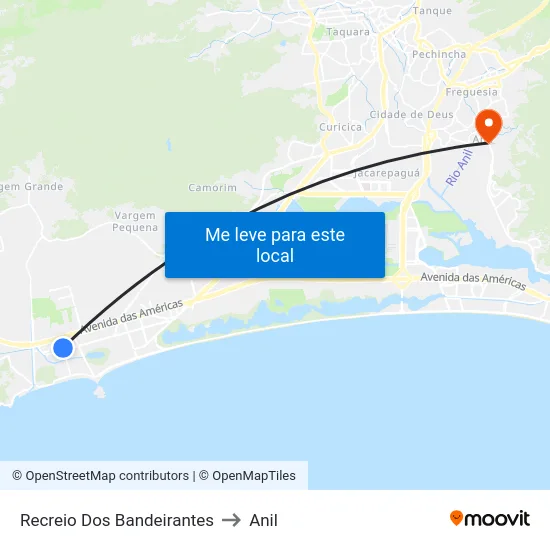 Recreio Dos Bandeirantes to Anil map