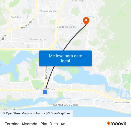 Terminal Alvorada - Plat. D to Anil map