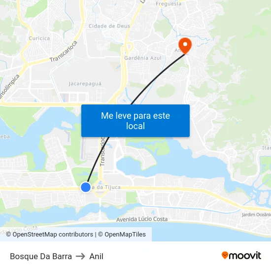 Bosque Da Barra to Anil map