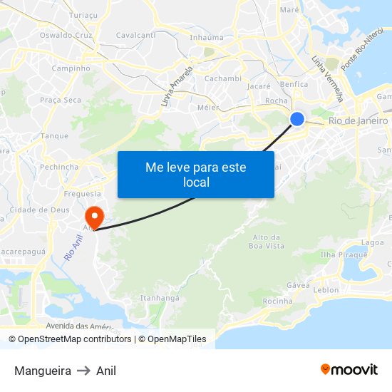 Mangueira to Anil map