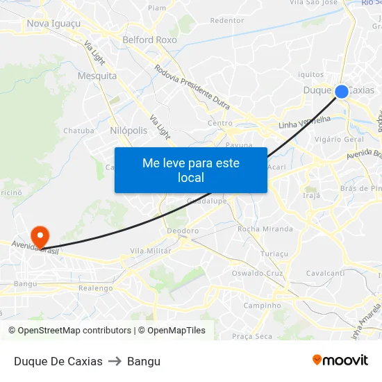 Duque De Caxias to Bangu map