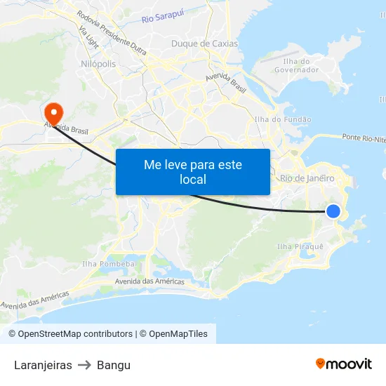 Laranjeiras to Bangu map