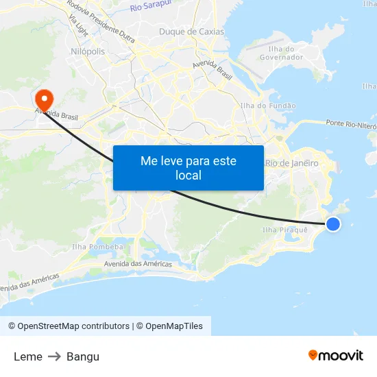 Leme to Bangu map