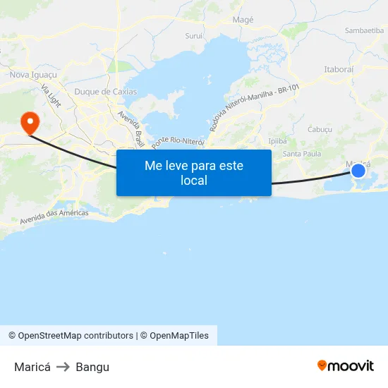 Maricá to Bangu map