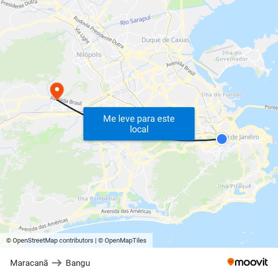 Maracanã to Bangu map