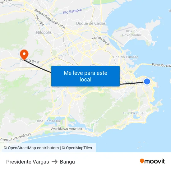 Presidente Vargas to Bangu map