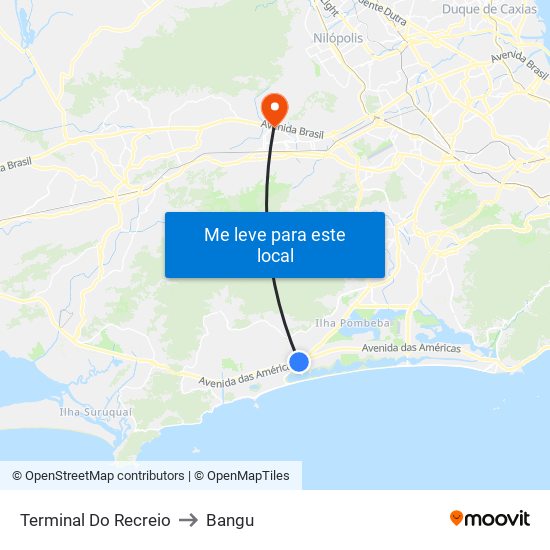 Terminal Do Recreio to Bangu map