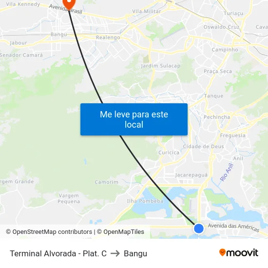 Terminal Alvorada - Plat. C to Bangu map