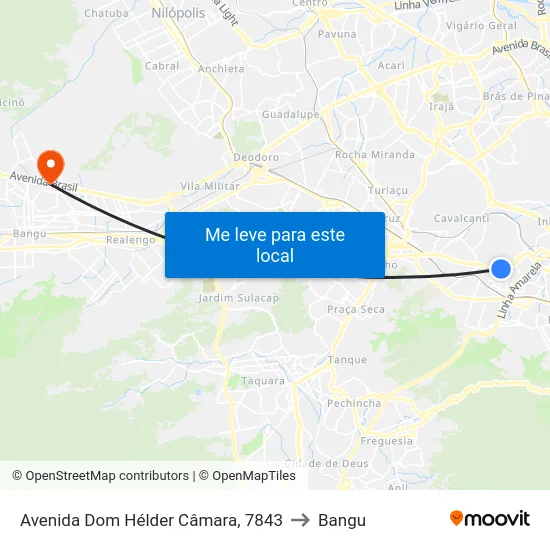 Avenida Dom Hélder Câmara, 7843 to Bangu map