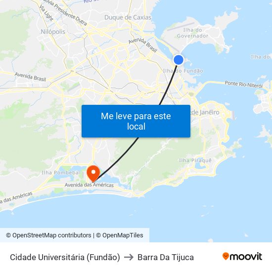 Cidade Universitária (Fundão) to Barra Da Tijuca map