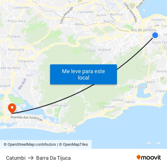 Catumbi to Barra Da Tijuca map