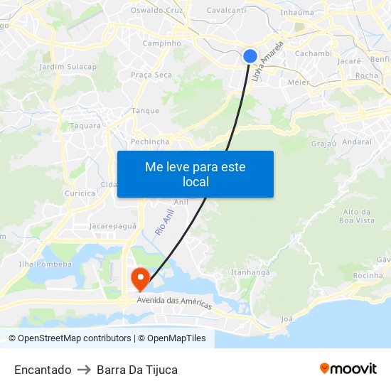 Encantado to Barra Da Tijuca map