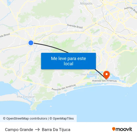 Campo Grande to Barra Da Tijuca map