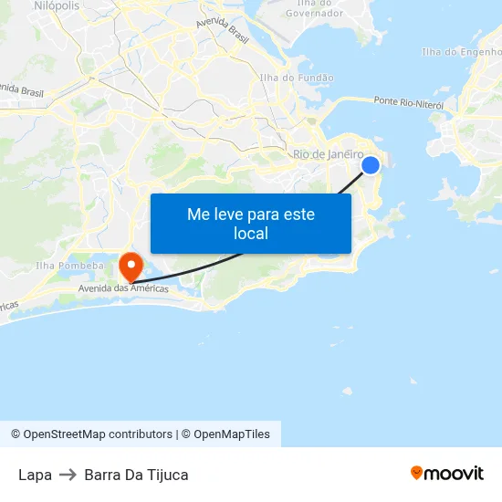Lapa to Barra Da Tijuca map