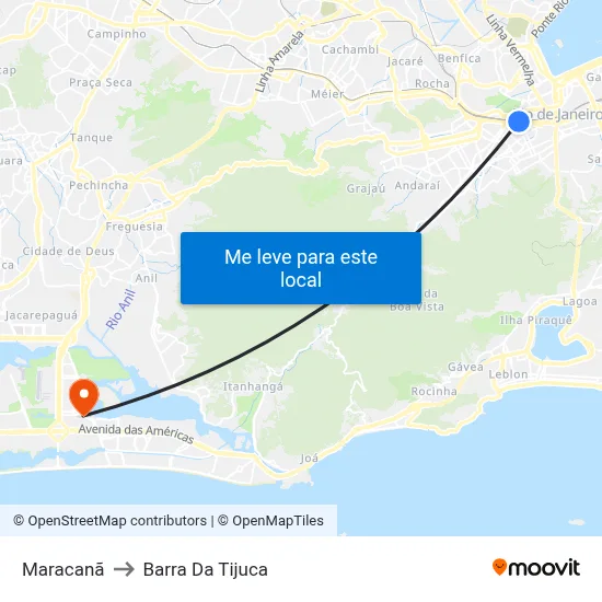 Maracanã to Barra Da Tijuca map