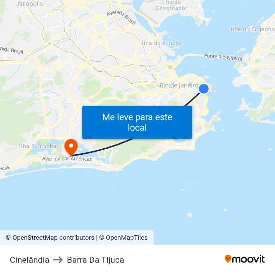 Cinelândia to Barra Da Tijuca map