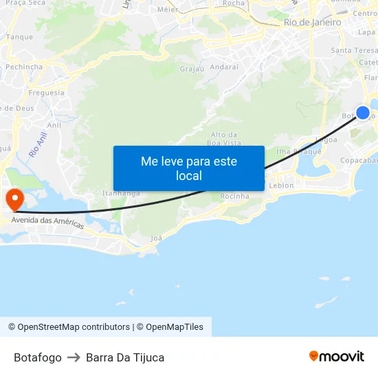 Botafogo to Barra Da Tijuca map