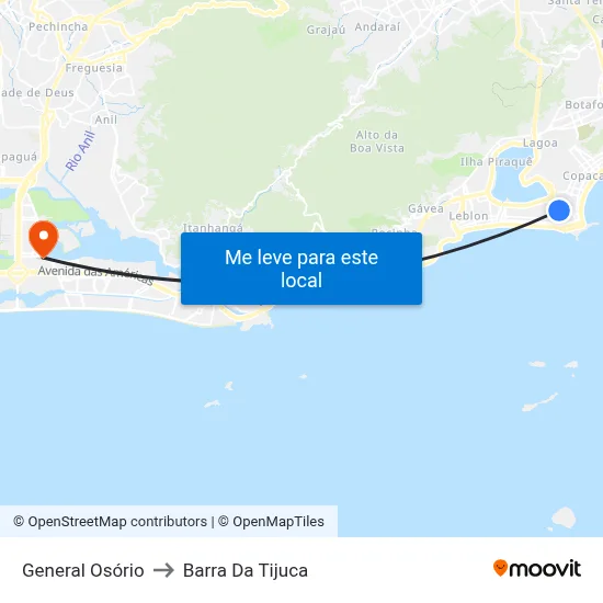 General Osório to Barra Da Tijuca map