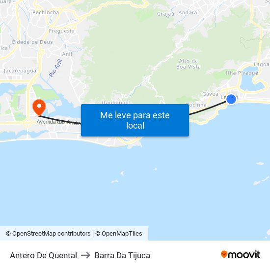 Antero De Quental to Barra Da Tijuca map