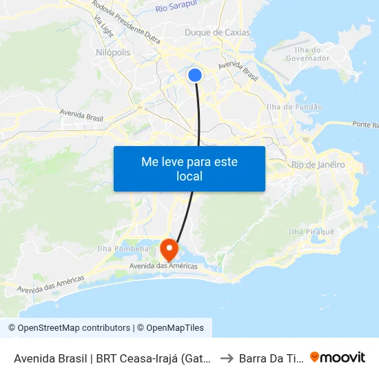 Avenida Brasil | BRT Ceasa-Irajá (Gata De Irajá) to Barra Da Tijuca map