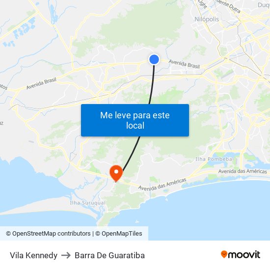 Vila Kennedy to Barra De Guaratiba map