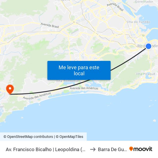 Av. Francisco Bicalho | Leopoldina (Sentido Av. Brasil) to Barra De Guaratiba map