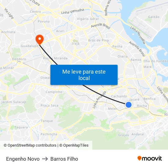 Engenho Novo to Barros Filho map