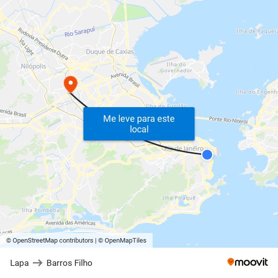 Lapa to Barros Filho map