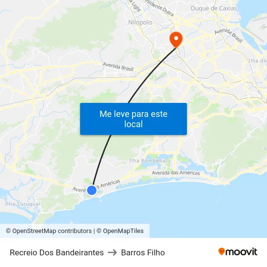 Recreio Dos Bandeirantes to Barros Filho map