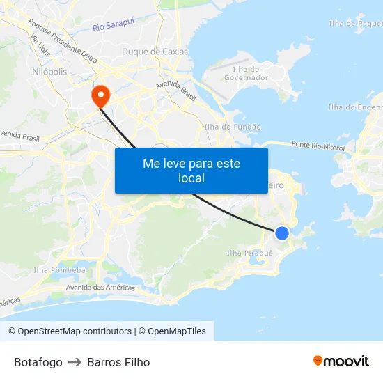 Botafogo to Barros Filho map