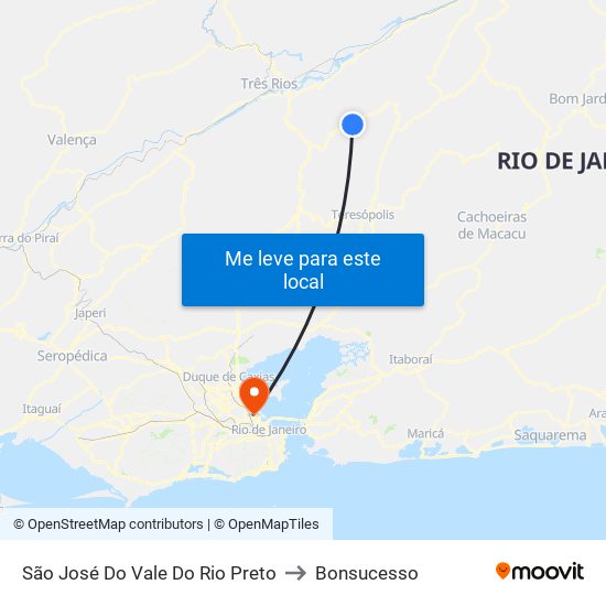 São José Do Vale Do Rio Preto to Bonsucesso map