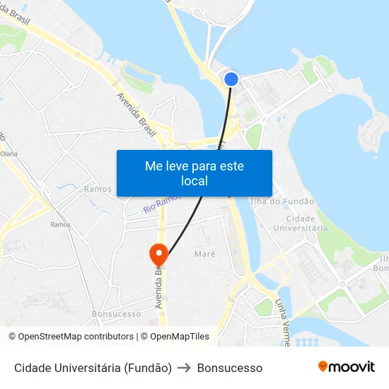Cidade Universitária (Fundão) to Bonsucesso map
