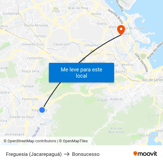 Freguesia (Jacarepaguá) to Bonsucesso map