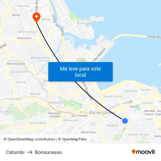 Catumbi to Bonsucesso map