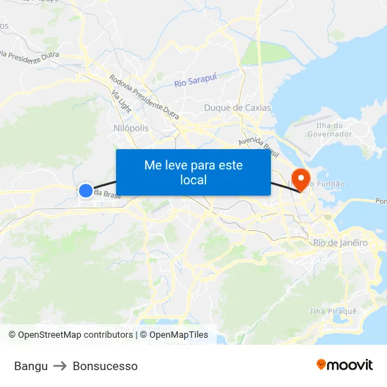 Bangu to Bonsucesso map